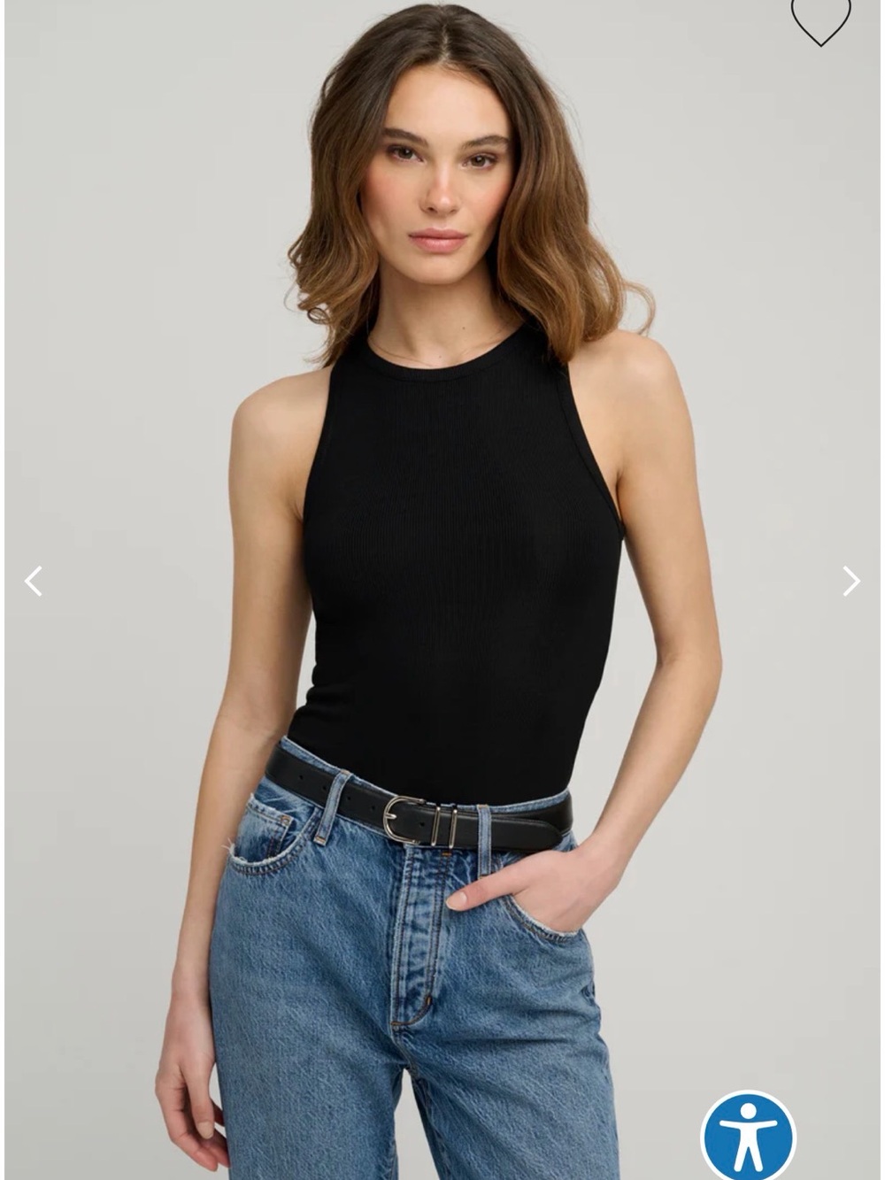 South Moon Under Black Ribbed High Neck Tank